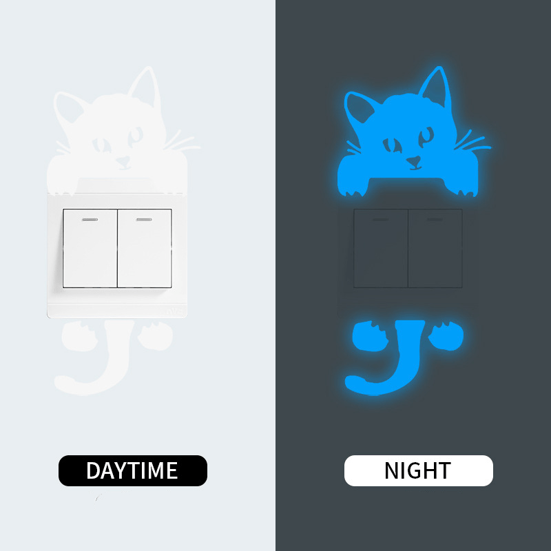 Glow in the Dark Cat Switch Wall Stickers Halloween Decor
