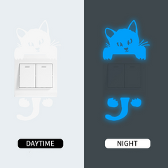 Glow in the Dark Cat Switch Wall Stickers Halloween Decor