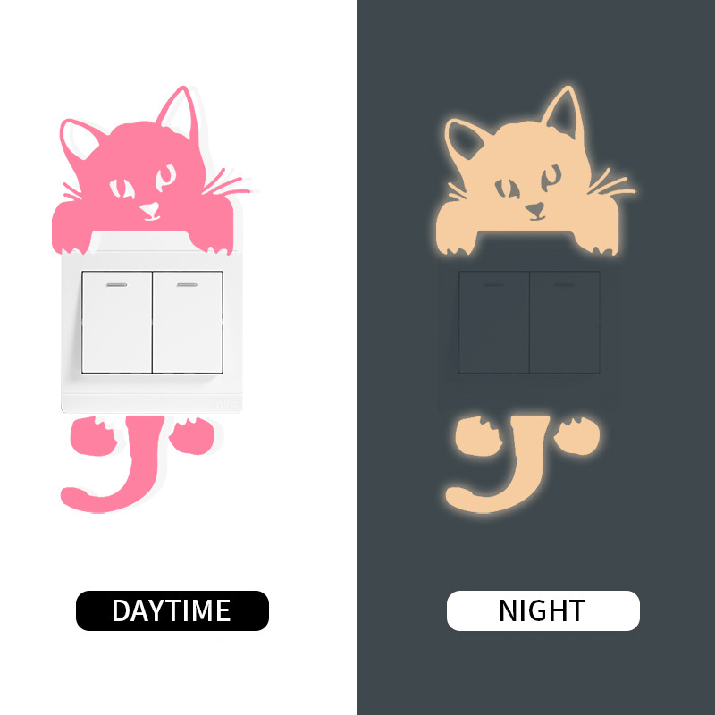 Glow in the Dark Cat Switch Wall Stickers Halloween Decor