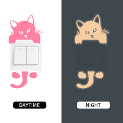 Glow in the Dark Cat Switch Wall Stickers Halloween Decor