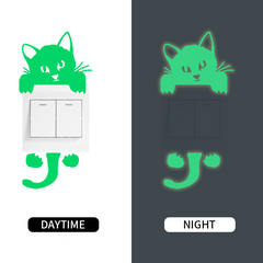 Glow in the Dark Cat Switch Wall Stickers Halloween Decor