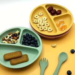 Silicone Suction Plates for Babies Stay Put with Divided Sections
