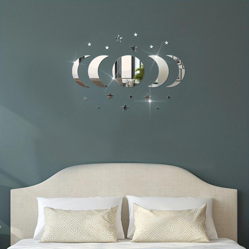 20pcs Star And Moon Acrylic Wall Stickers Ramadan Kareem Decor