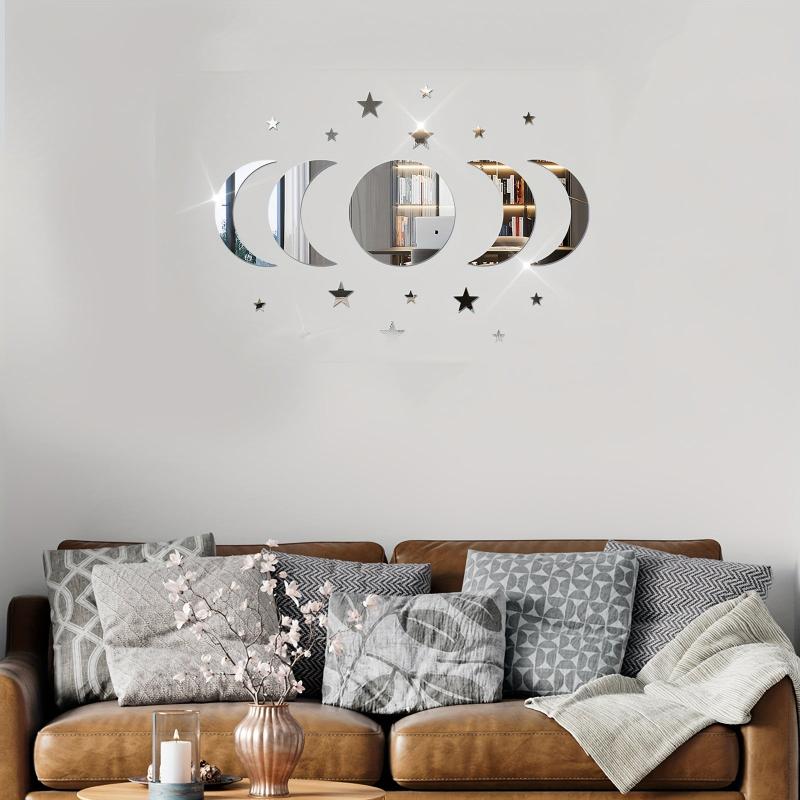 20pcs Star And Moon Acrylic Wall Stickers Ramadan Kareem Decor