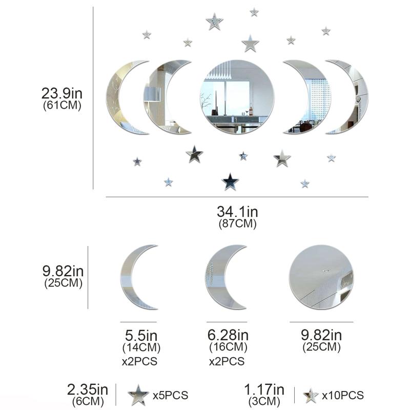 20pcs Star And Moon Acrylic Wall Stickers Ramadan Kareem Decor