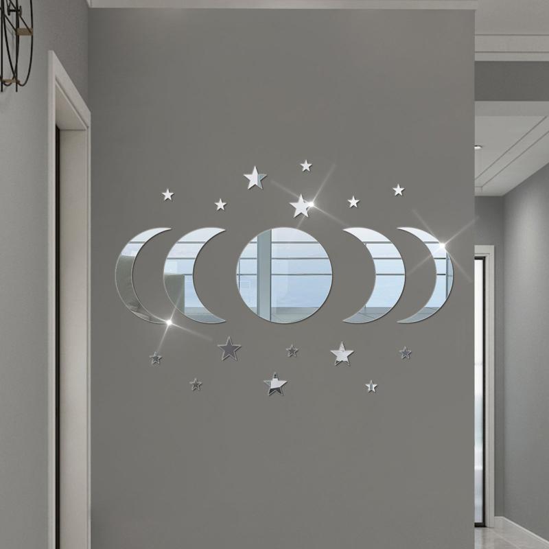 20pcs Star And Moon Acrylic Wall Stickers Ramadan Kareem Decor