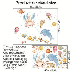 Underwater Animal Pattern Wall Sticker Kids Cartoon Waterproof Decal