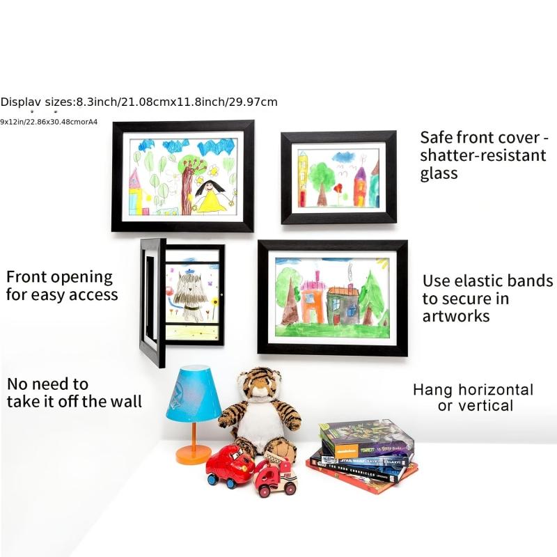 2pcs Children's Art Frame 8.3x11.8 Wooden Display