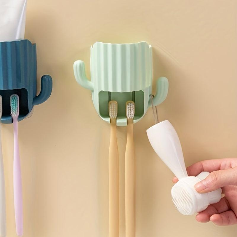 Cactus Toothbrush Holder Wall Mounted Toothpaste Storage Rack
