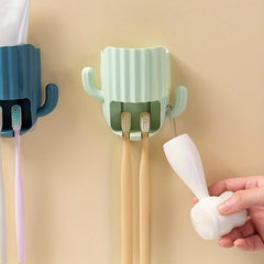 Cactus Toothbrush Holder Wall Mounted Toothpaste Storage Rack