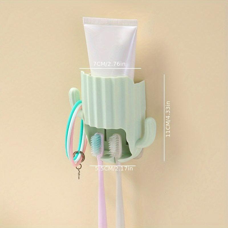 Cactus Toothbrush Holder Wall Mounted Toothpaste Storage Rack