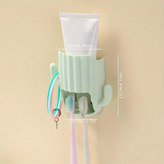 Cactus Toothbrush Holder Wall Mounted Toothpaste Storage Rack