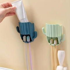Cactus Toothbrush Holder Wall Mounted Toothpaste Storage Rack