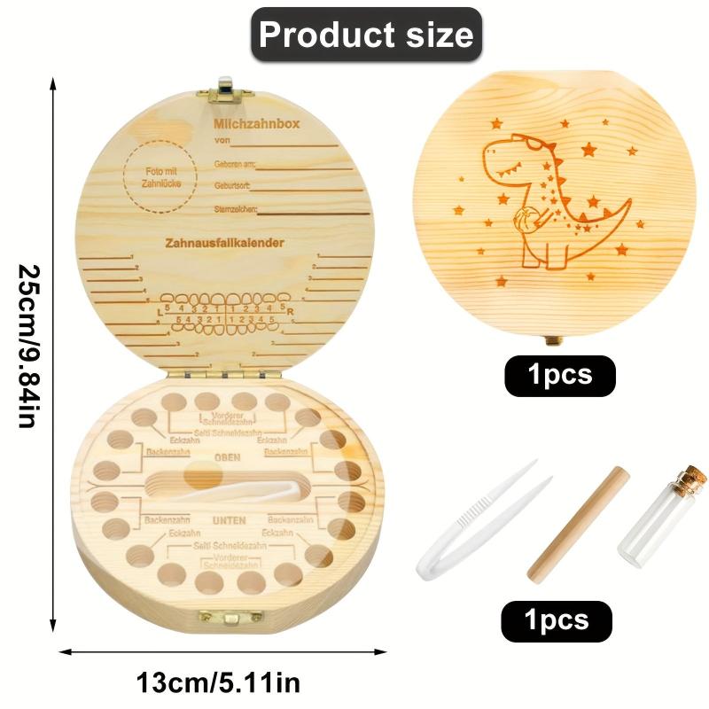 Wooden Tooth Box Keepsake for Children with Tweezers