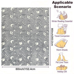 Glow in the Dark Space Rocket Blanket Soft Flannel Throw for Kids