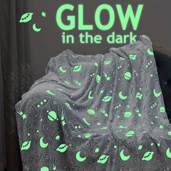 Glow in the Dark Space Rocket Blanket Soft Flannel Throw for Kids