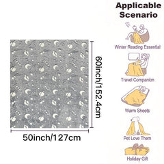 Glow in the Dark Space Rocket Blanket Soft Flannel Throw for Kids