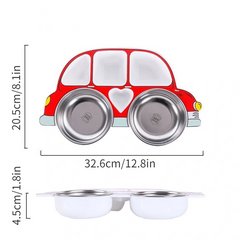 4pcs Divided Grid Dinner Plate With Lid Stainless Steel Bowl Set