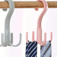 Rotating Storage Hanger 4 Hooks Wardrobe Hanging Coat Bag Scarf