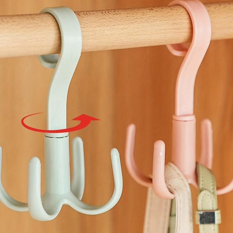 Rotating Storage Hanger 4 Hooks Wardrobe Hanging Coat Bag Scarf