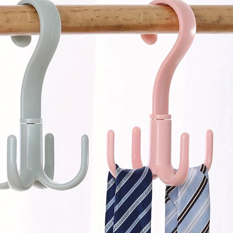 Rotating Storage Hanger 4 Hooks Wardrobe Hanging Coat Bag Scarf
