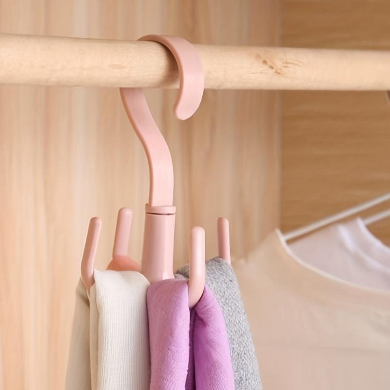 Rotating Storage Hanger 4 Hooks Wardrobe Hanging Coat Bag Scarf