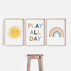 3pcs Cartoon Rainbow Playroom Decor for Kids 21x30cm 8 27x11 81inch