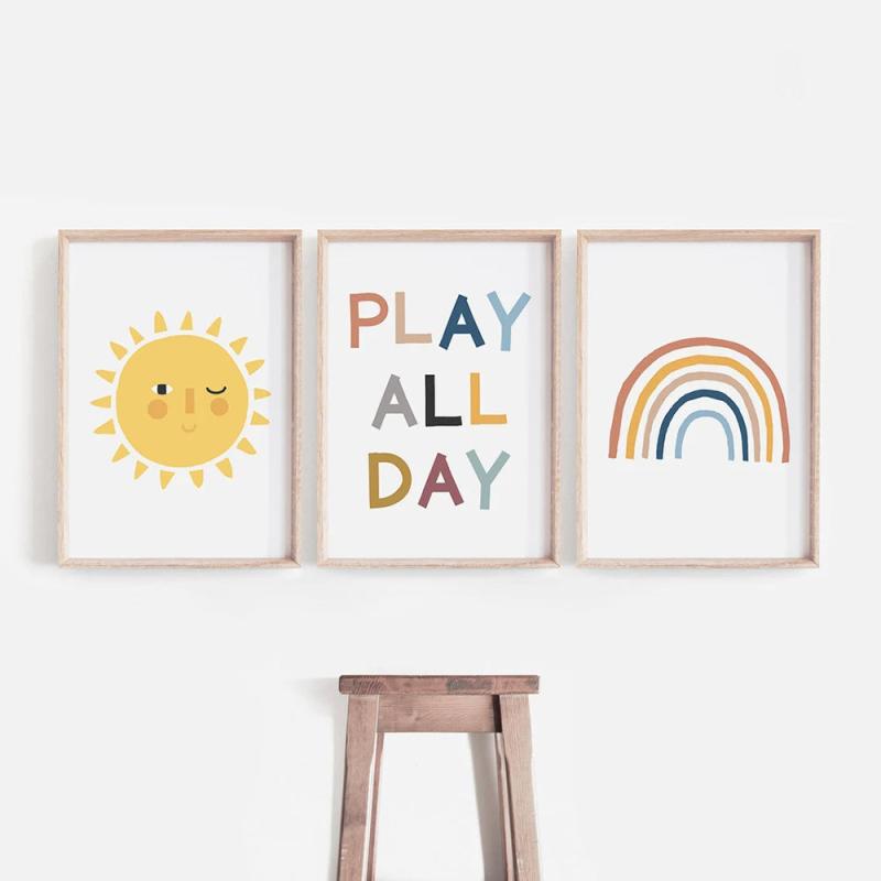 3pcs Cartoon Rainbow Playroom Decor for Kids 21x30cm 8 27x11 81inch