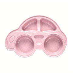 Cartoon Car Pattern Divided Plate Leakproof Food Container for School Canteen