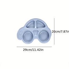 Cartoon Car Pattern Divided Plate Leakproof Food Container for School Canteen