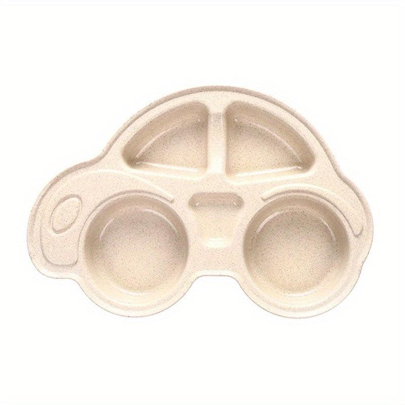 Cartoon Car Pattern Divided Plate Leakproof Food Container for School Canteen