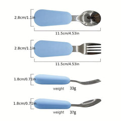 2pcs Silicone and Stainless Steel Baby Fork and Spoon Set
