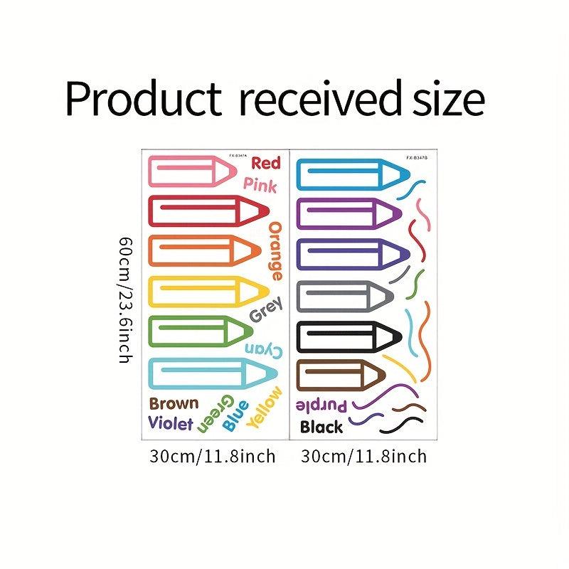 2pcs Colored Pencil Wall Stickers Set