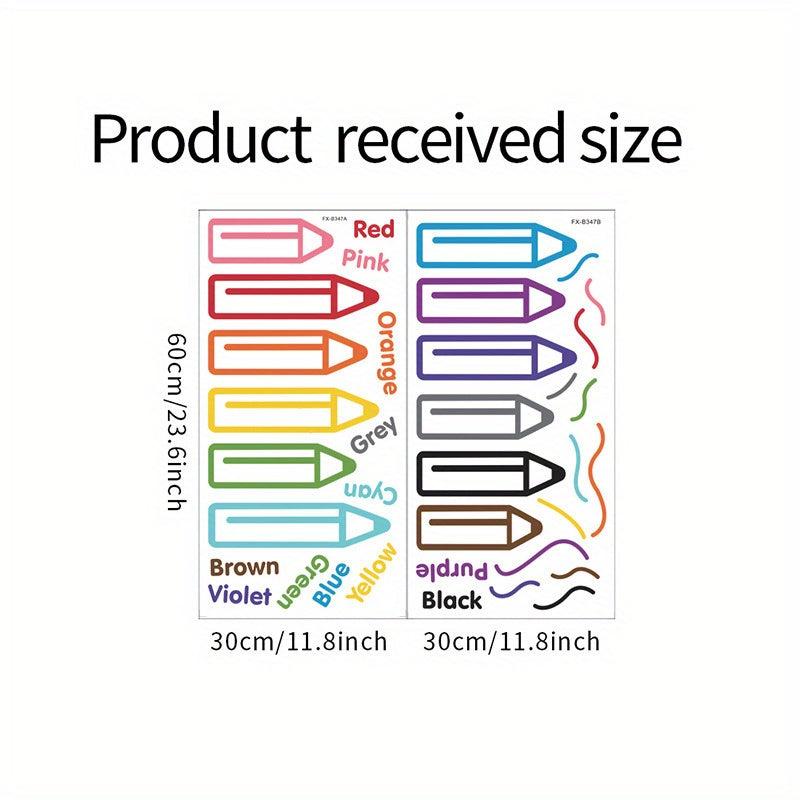 2pcs Colored Pencil Wall Stickers Set