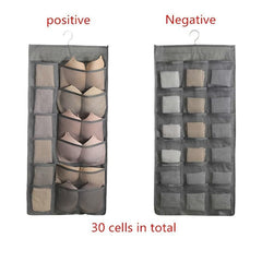 Double-sided Hanging Bag Clothing Storage Clear Socks Bra Underwear Organizer