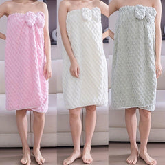 Women's Bow Adult Bath Skirt Bathrobe - Absorbent & Durable