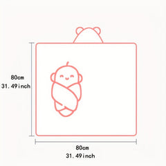 Kids Hooded Bath Towel Soft Coral Fleece Cartoon Cloak for 0-3 Years