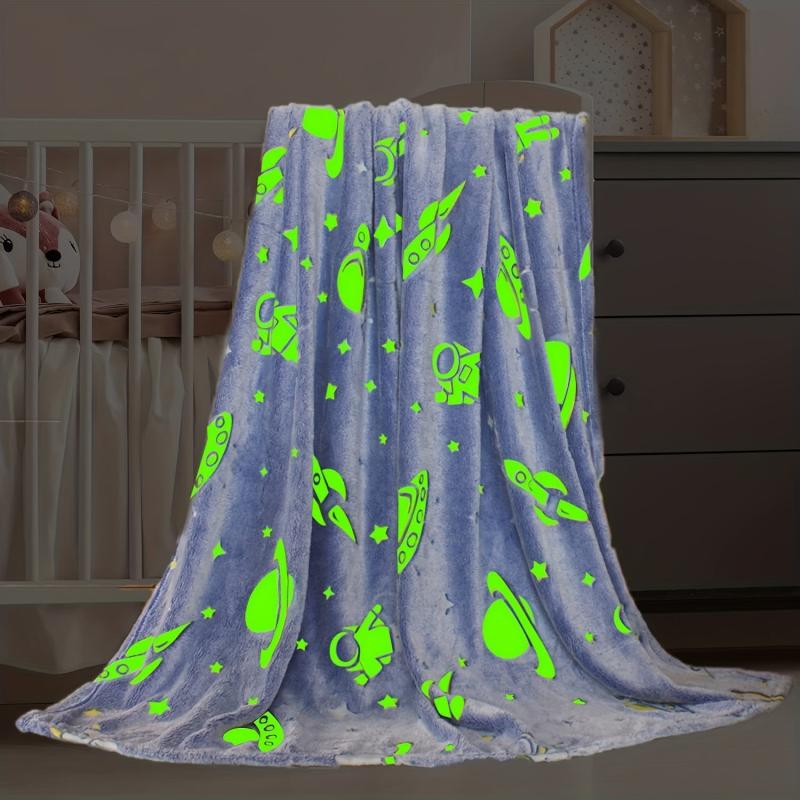 Glow in the Dark Astronaut Blanket Soft Cozy Flannel Blanket