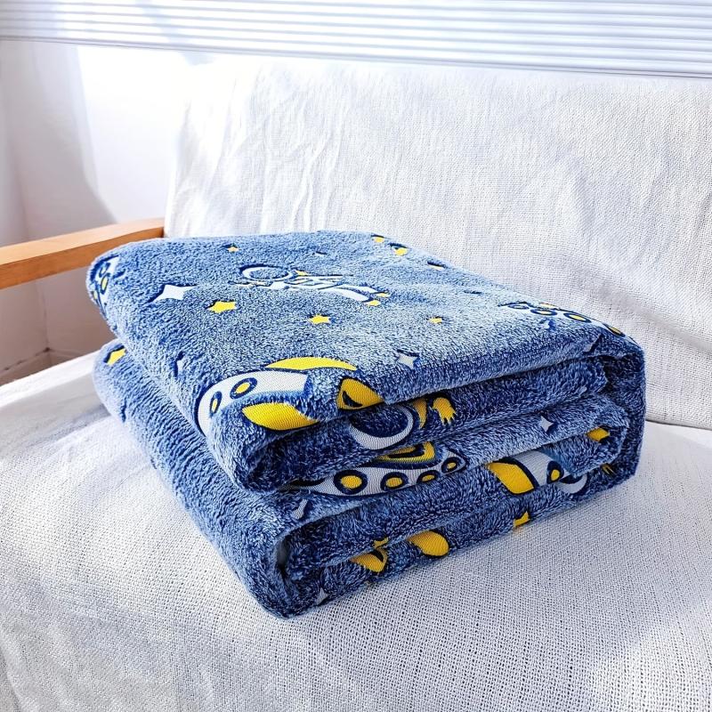 Glow in the Dark Astronaut Blanket Soft Cozy Flannel Blanket