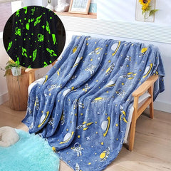 Glow in the Dark Astronaut Blanket Soft Cozy Flannel Blanket