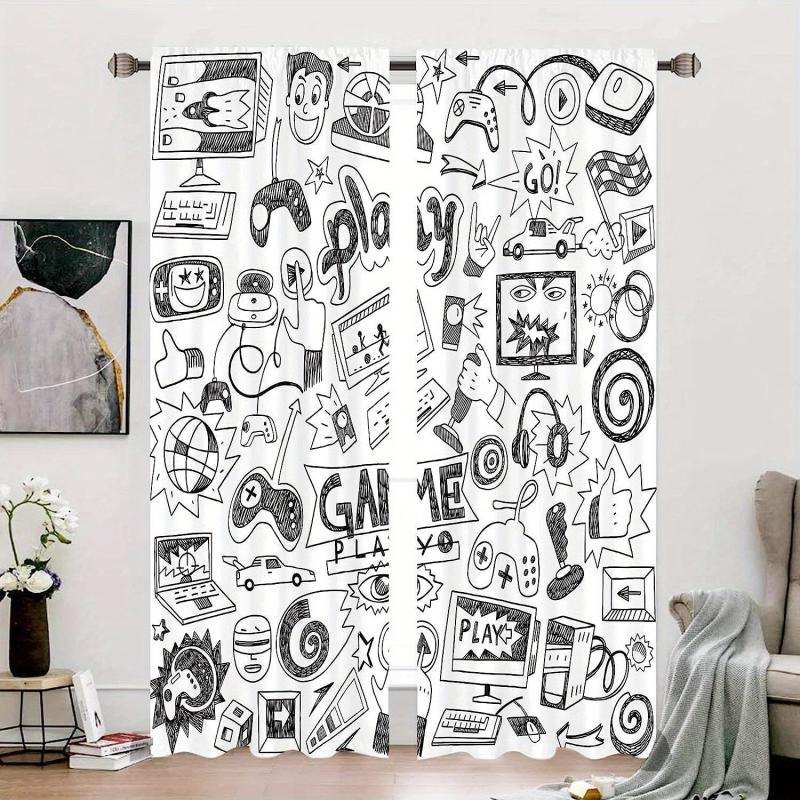 Kids Video Games Curtains Gaming Racing Rod Pocket Gamer Curtain