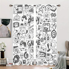Kids Video Games Curtains Gaming Racing Rod Pocket Gamer Curtain