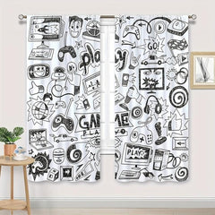 Kids Video Games Curtains Gaming Racing Rod Pocket Gamer Curtain