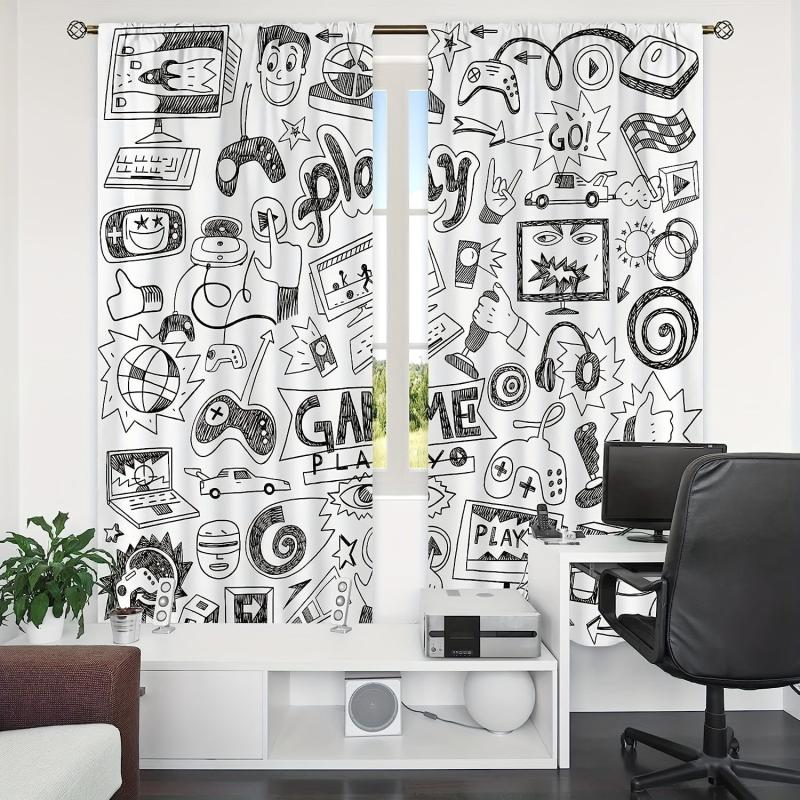 Kids Video Games Curtains Gaming Racing Rod Pocket Gamer Curtain