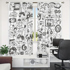 Kids Video Games Curtains Gaming Racing Rod Pocket Gamer Curtain
