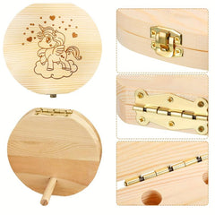 Girls Wooden Tooth Storage Box with Tweezers