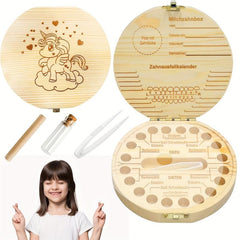 Girls Wooden Tooth Storage Box with Tweezers