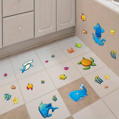 6Pcs Anti Slip Bathtub Stickers Cartoon Underwater Animal Pattern Stickers