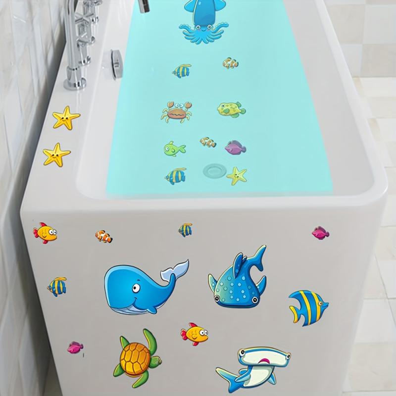 6Pcs Anti Slip Bathtub Stickers Cartoon Underwater Animal Pattern Stickers