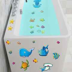 6Pcs Anti Slip Bathtub Stickers Cartoon Underwater Animal Pattern Stickers